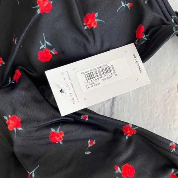New Look Black Clara Rose Swimsuit - Picture 7 of 10